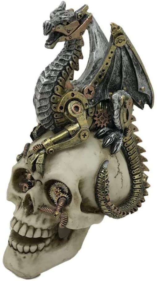 Steampunk Collection~Dragon's Grasp Figurine 22.5cm White, Resin, One Size