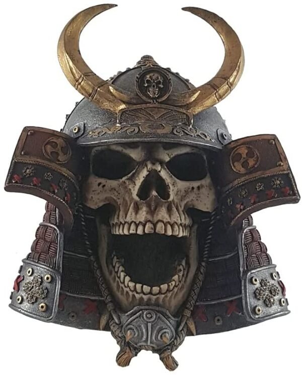 Dark Collection~Kabuto Skull 26.6cm Wall Plaque, Resin, Ivory, One Size