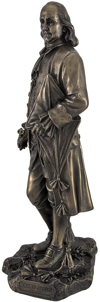 Magic  Collection~Bronzed Founding Father Benjamin Franklin Holding Kite Statue