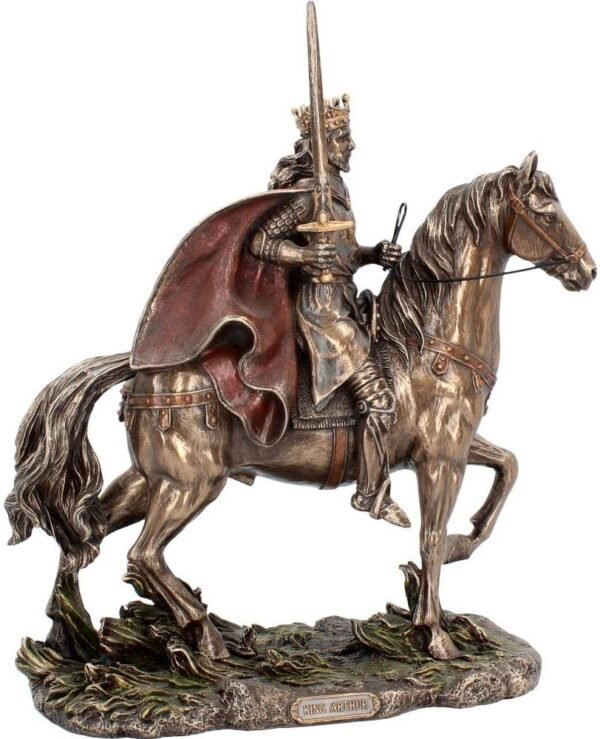 Mythology Collection~ Cold Cast Bronze King Arthur Knight and Horse Figurine 30 Centimeter