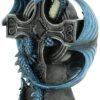 Artist Collections~ Draco Candela Anne Stokes 18cm Candle Holder, Resin, Blue