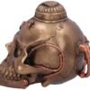 Steampunk Collection~Steampunk Pipe Up Modified Skull Ornament, Polyresin, Bronze, One Size