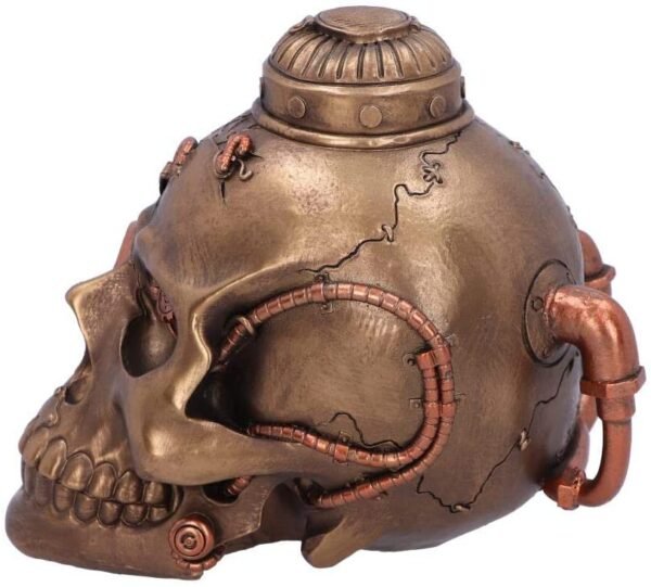 Steampunk Collection~Steampunk Pipe Up Modified Skull Ornament, Polyresin, Bronze, One Size