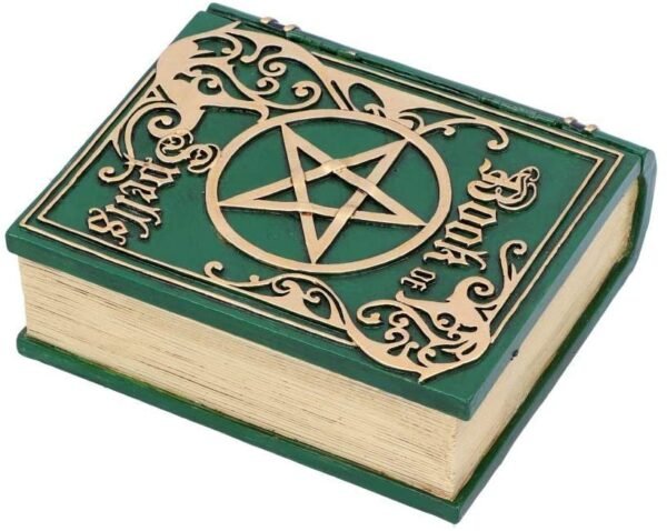 Wiccan Collection~Book of Spells Green 15.5cm, Resin, One Size
