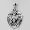 Sterling Silver Large Crescent Raven Pentacle Pentagram Pendant; 1.25 Inch Diameter