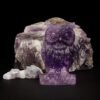 Magic  Collection~Artistone 2.0" Amethyst Owl, Hand Carved Gemstone Fine Art Sculpture, Reiki Healing Stone Statue，Attract All The Aura Around