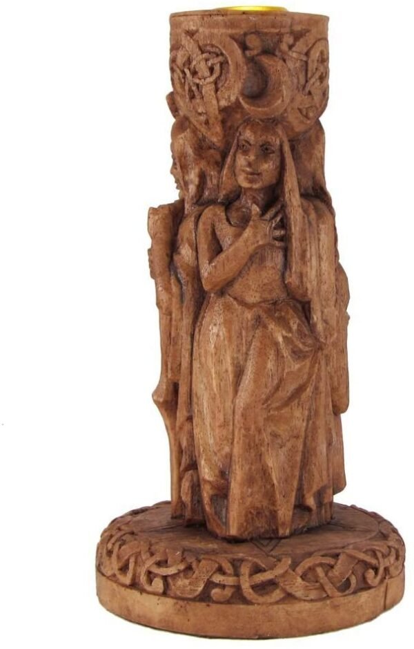 Magicun Altar~Dryad Design Goddess Candle Holder Wood Finish