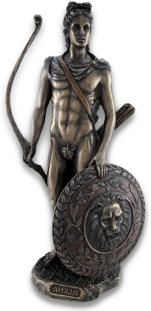 Magic  Collection~Roman/Greek God Apollo with Shield and Bow Bronzed Statue