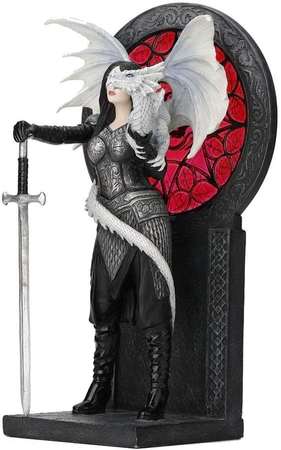 Magic  Collection~9.5 Inch Anne Stokes Valour Dragon Gothic Female Warrior Polyresin Hand Painted Figurine Sculpture