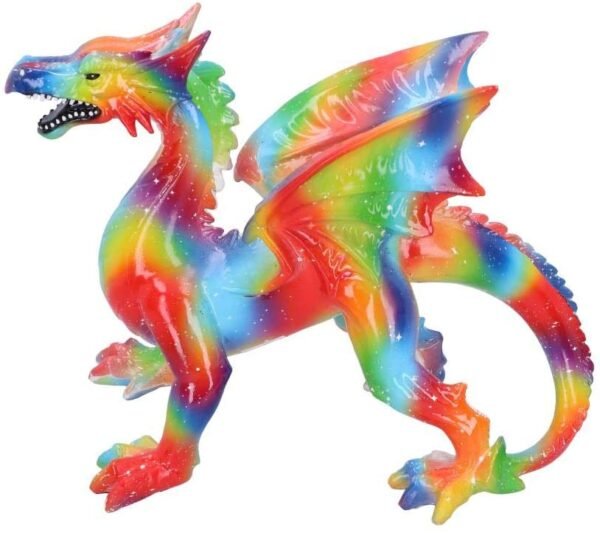 Fantasy Collection~ Multi-coloured Rainbow Dragon Ornament Figurine, Polyresin, 30cm