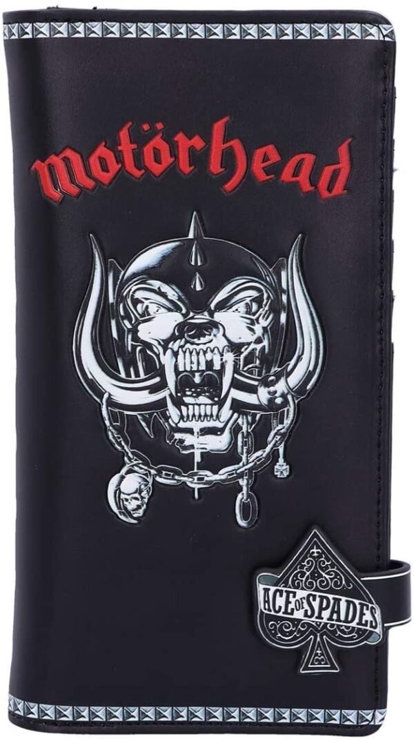 Band Merchandise~ Officially Licensed Motorhead Ace of Spades Warpig Snaggletooth Embossed Purse, Black, 18.5cm