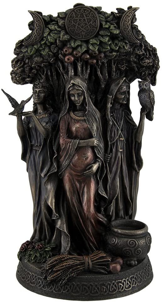 Magicun  Collection~Resin Statues Danu Irish Triple Goddess of The Tuatha De Danann Bronze Finish Statue 6 X 10.5 X 5 Inches Bronze