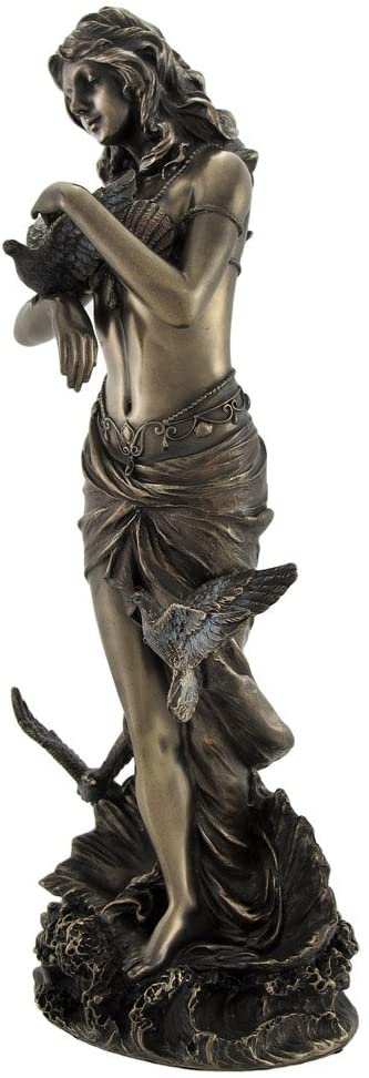 Magic  Collection~Bronzed Aphrodite with Doves on Scallop Shell Statue