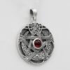 Sterling Silver Moon Goddess Pentacle Pendant with Natural Garnet