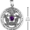 Sterling Silver Cut Out Moon Goddess Pentacle Pendant with Natural Amethyst