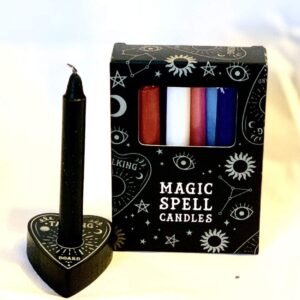 Spirit of Equinox Magic Spell Candles Bundle Gift Set with 12 Mixed Colour Candles with Candle Holder Included (Candle Holder Styles May Vary)