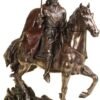 Mythology Collection~ Cold Cast Bronze King Arthur Knight and Horse Figurine 30 Centimeter