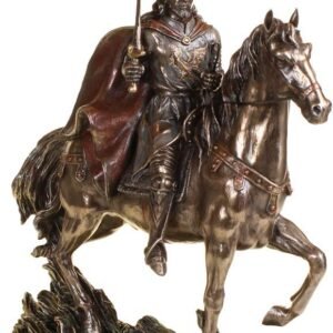 Mythology Collection~ Cold Cast Bronze King Arthur Knight and Horse Figurine 30 Centimeter