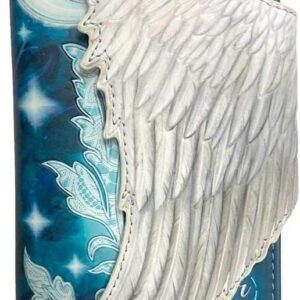 Magicun N.Giftware~Angel Wings White Feather Embossed Purse, 18.5cm, Blue