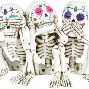 Dark Collection~Three Wise Calaveras Skeleton Figurine 20.3cm, Polyresin, White, One Size