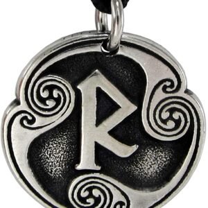 Soloman Pentant~Pewter Raidho Raido Rune of Psychic Communication Pendant Necklace