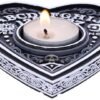 Wiccan Collection~Black and White Spirit Board Tea Light Holder, Polyresin, 9.5cm