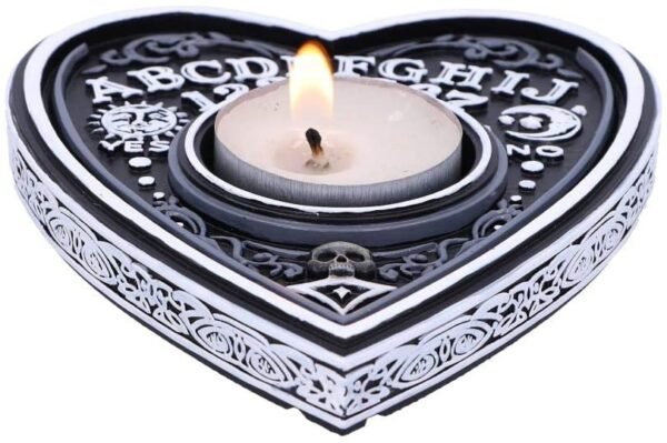 Wiccan Collection~Black and White Spirit Board Tea Light Holder, Polyresin, 9.5cm