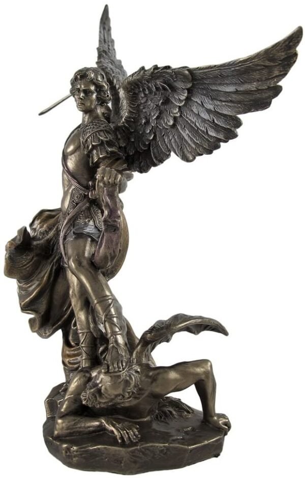Magic  Collection~Bronzed St. Michael Defeating Lucifer Statue 10 in.