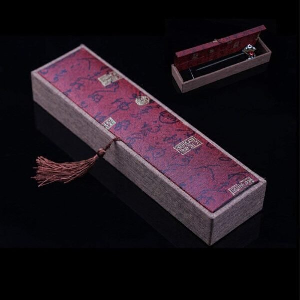 TOP SEWING Ebony Double-faced Jade Sword Hairpins Handmade Carved Wooden Hair Sticks for Women Chinese Hair Chopsticks for Long hair A