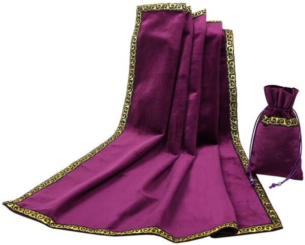 Altar Tarot Table Cloth Divination Wicca Velvet Cloth with Tarot Pouch Purple
