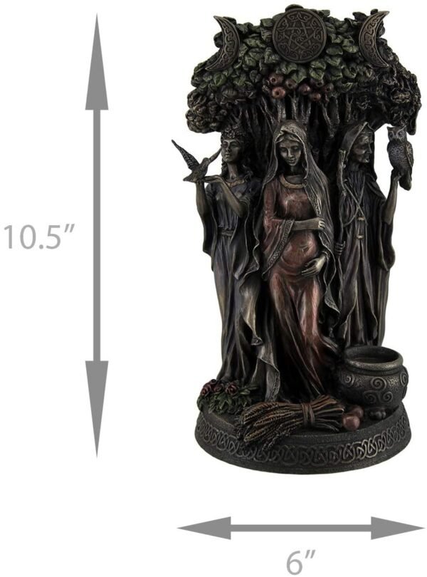 Magicun  Collection~Resin Statues Danu Irish Triple Goddess of The Tuatha De Danann Bronze Finish Statue 6 X 10.5 X 5 Inches Bronze