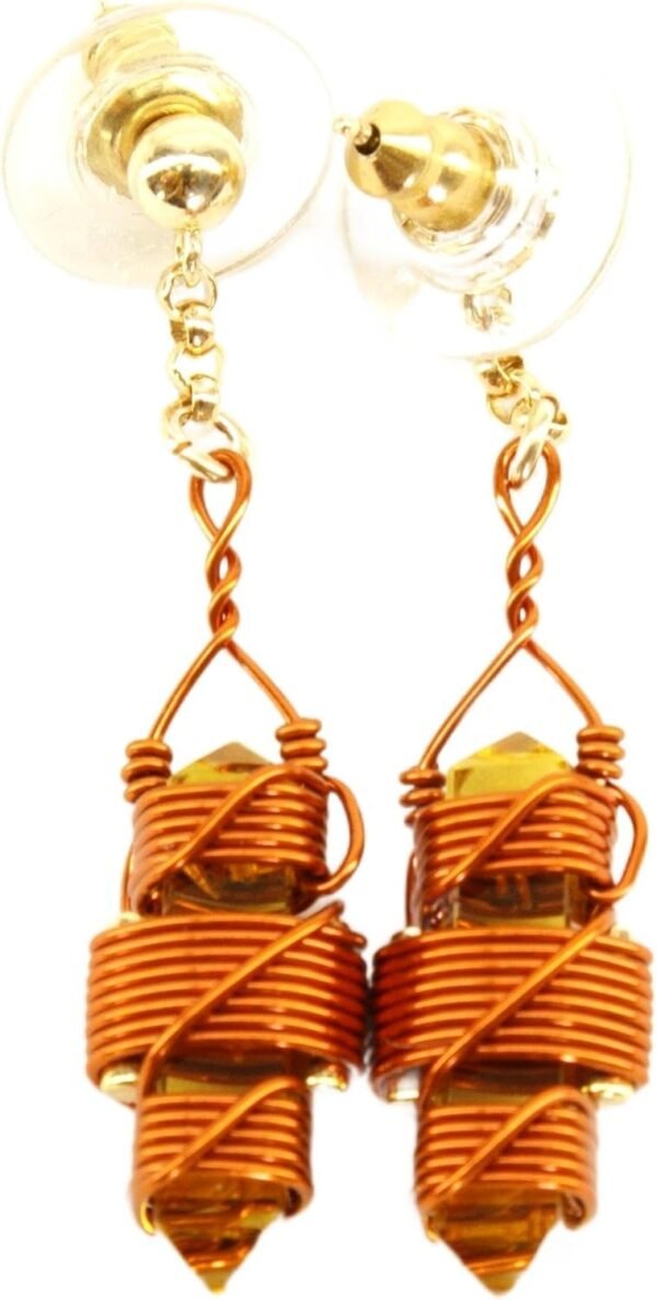 Crystal Healing Earrings in Copper Wire - Quartz Crystal Vibrational Healing Tools