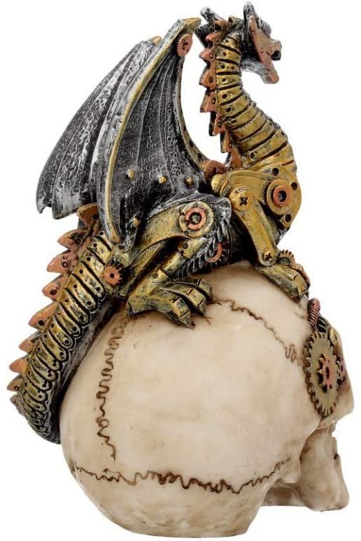Steampunk Collection~Dragon's Grasp Figurine 22.5cm White, Resin, One Size