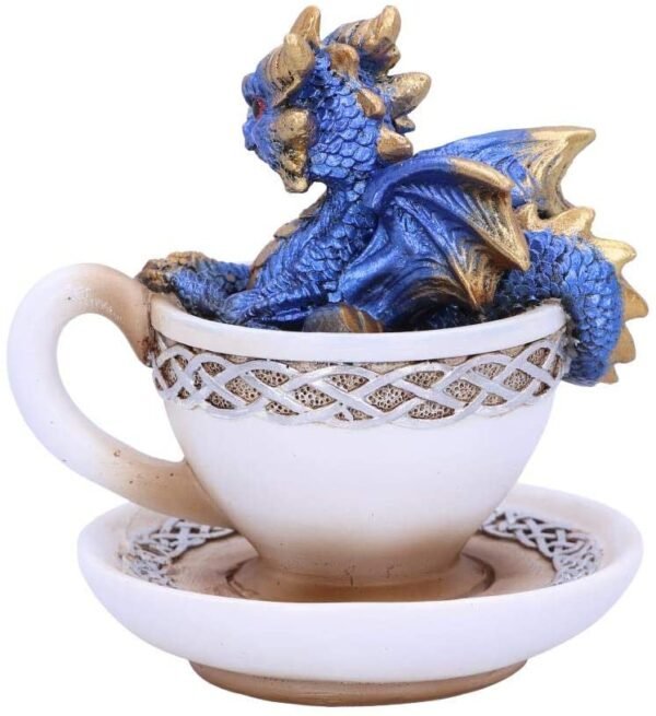 Fantasy Collection~ Blue Dracuccino Dragon Teacup Figurine, Polyresin, 11.3cm