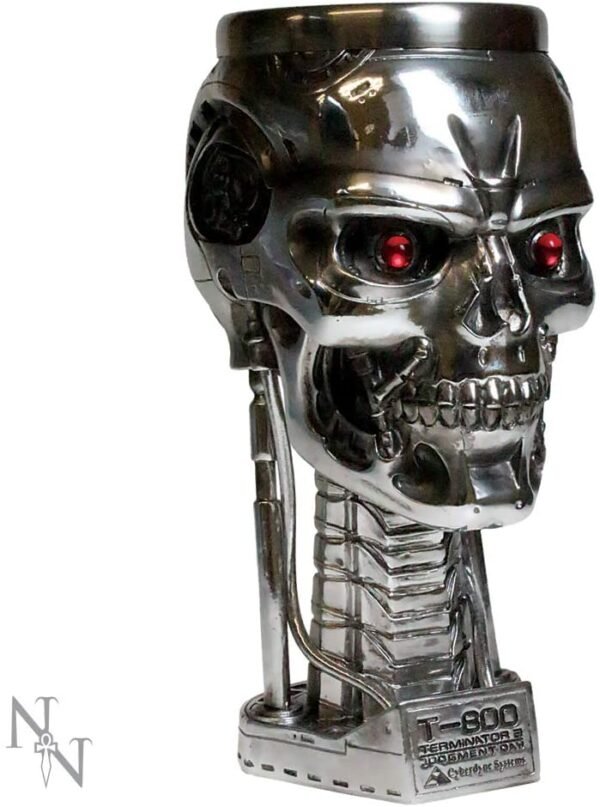 Magicun N.Giftware~Terminator Head Goblet 17cm Silver, Resin w/Stainless Steel Insert