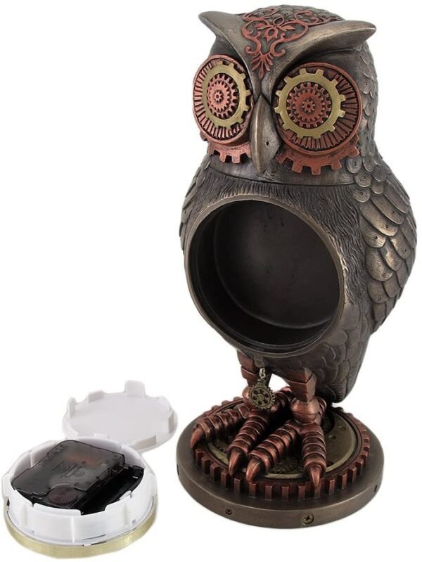 Magicun  Collection~Resin Mantel Clocks Bronze/Copper Finish Steampunk Owl Mantel Clock 5 X 10.5 X 5 Inches Copper