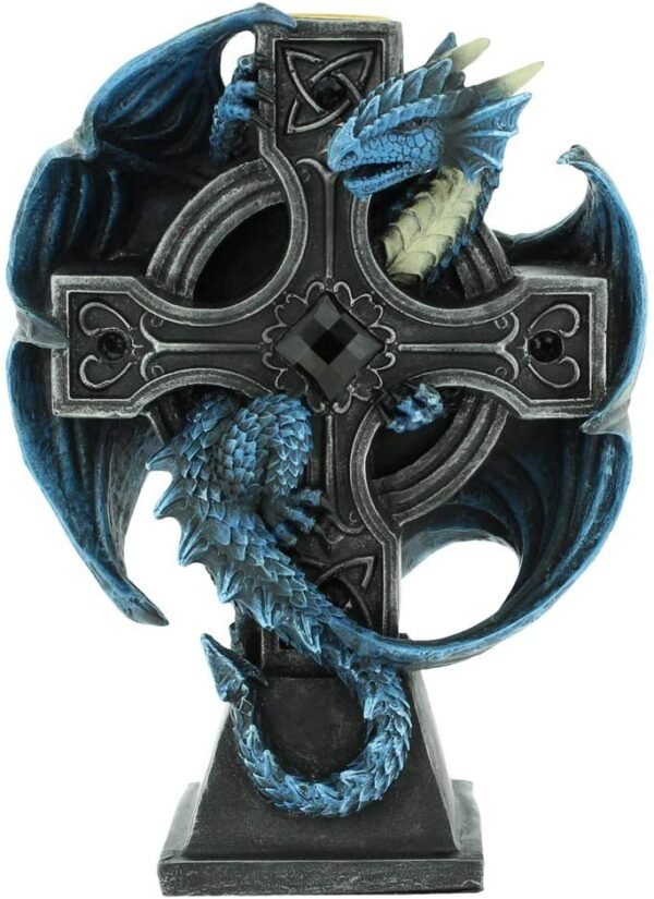 Artist Collections~ Draco Candela Anne Stokes 18cm Candle Holder, Resin, Blue