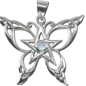 61gDytikytL._AC_SL1000 Sterling Silver Butterfly Pentacle Pendant with Natural Rainbow Moonstone