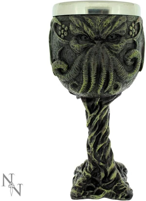 Magicun N.Giftware~Cthulhu's Thirst Goblet 21cm Green, Resin w/stainless steel insert, 17cm