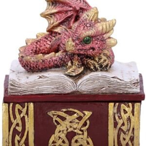 Fantasy Collection~ U5024R0 Red Bedtime Stories Dragon Book Box, Polyresin, One Size