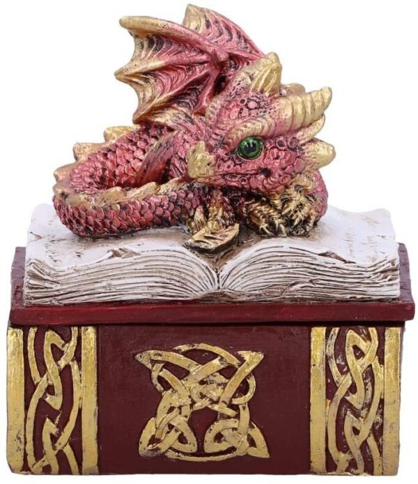 Fantasy Collection~ U5024R0 Red Bedtime Stories Dragon Book Box, Polyresin, One Size