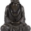 Magic  Collection~LIMEIDE Meditating Zen Buddha Statue Figurine Sitting Sculpture Decoration, Art Decoration with Natural Wood Beaded Necklace, Polyresin, Antique Bronze Look(17 Inch)