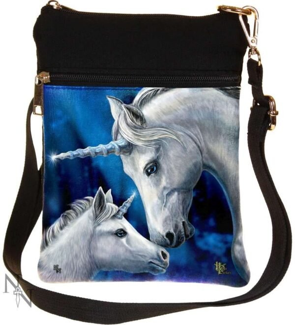 Artist Collections~ Sacred Love Lisa Parker Shoulder Bag 23cm Black, PU and Canvas