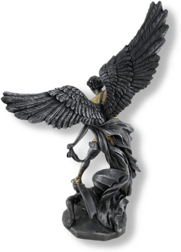 Magic  Collection~Pewter and Gold Finish St. Michael Defeating Lucifer Statue
