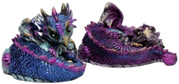 Magicun N.Giftware~Hatchlings Mischief Set of 2 Dragon Figurines 8.5cm Multi-Coloured, Resin