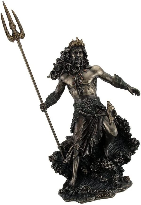 Magic  Collection~Poseidon Greek God of The Sea Commanding Waves Statue 20 Inch
