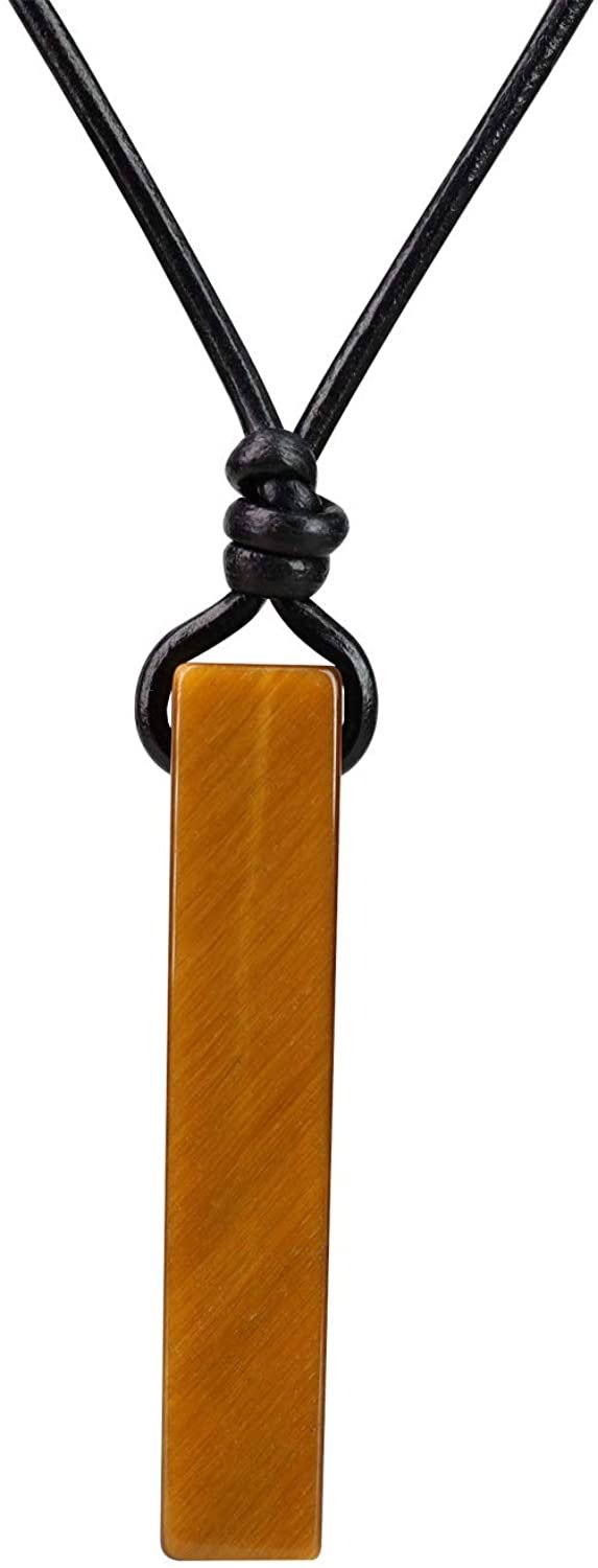 Witchcraft~COAI Leather Cord Simple Stick Bar Stone Pendant Necklace