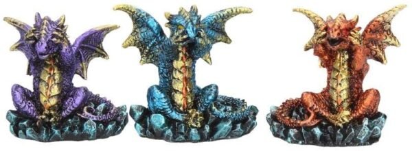 Fantasy Collection~ Three Wise Dragons Figurine 13cm Metallic Multi-coloured