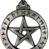 Soloman Pentant~Pewter Small Rune Alphabet Pentacle Pentagram Pendant