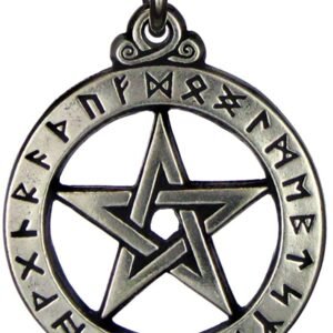 61hlsn7RwLL._AC_UL1000 Soloman Pentant~Pewter Small Rune Alphabet Pentacle Pentagram Pendant